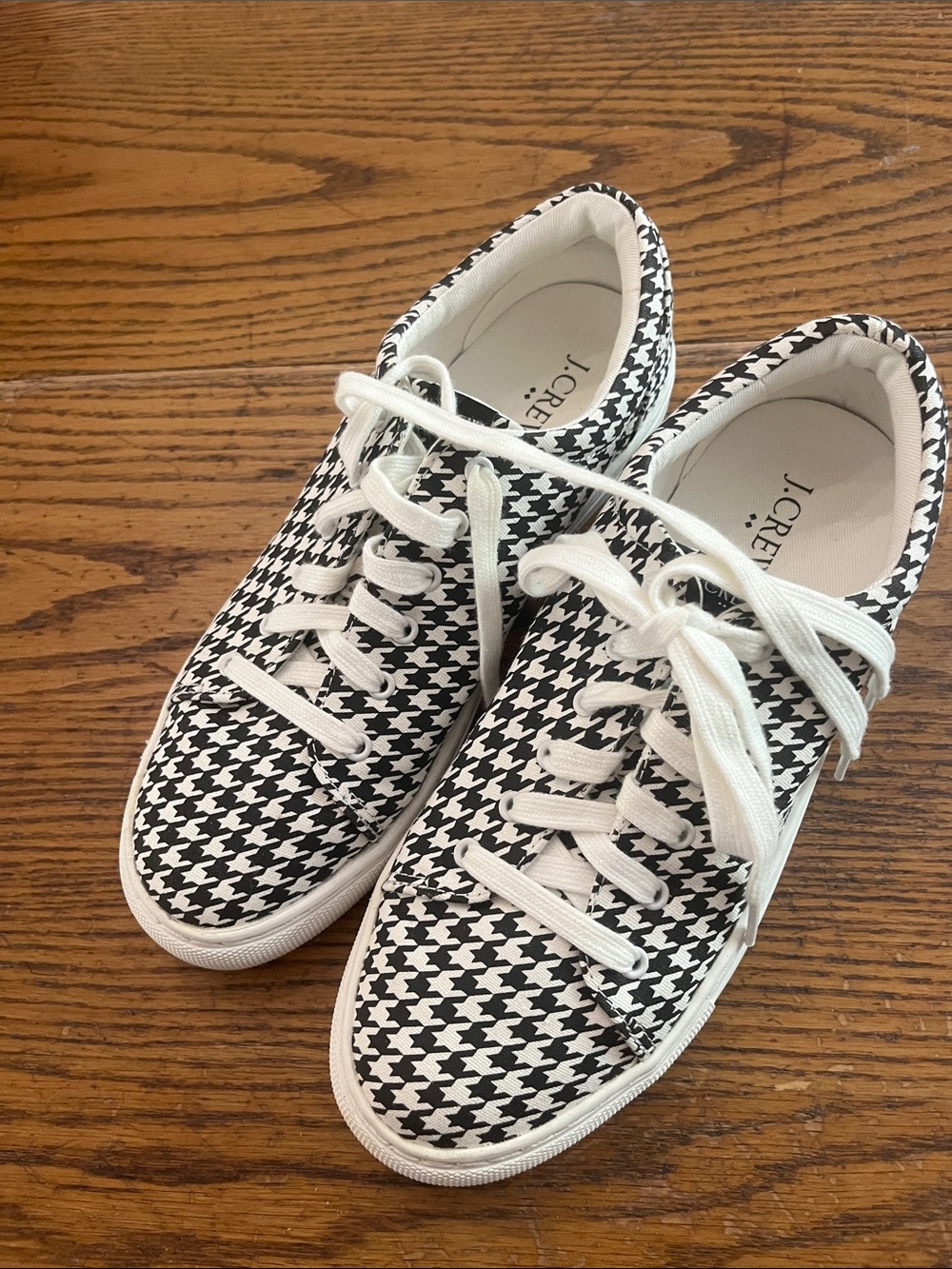 J. Crew Black & White Houndstooth Canvas Sneakers